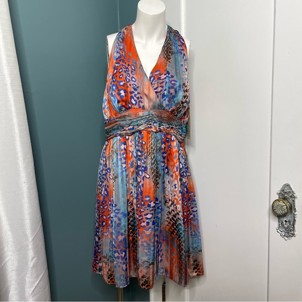 Silk Dress Size 16  Caribbean Multicolor Animal Print Orange